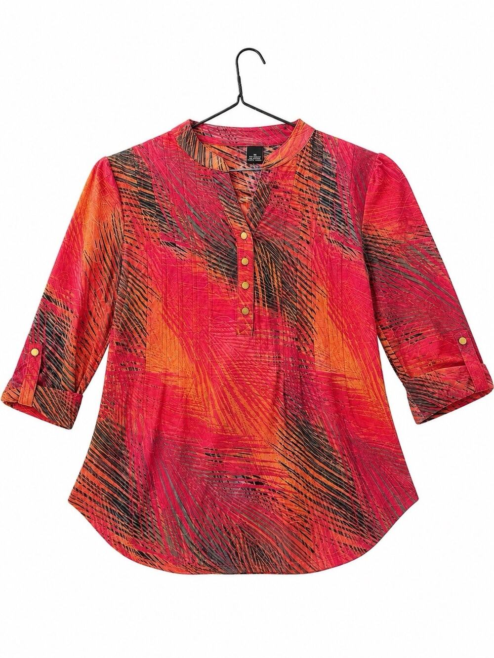 Women’s Medium Abstract Print Tunic Top Pink Orange 3/4